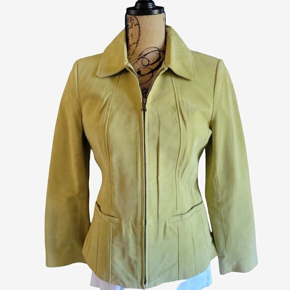 Bernardo Womens Leather Lime/Green Suede Zip-Up Jacket Size PS - Picture 4 of 7